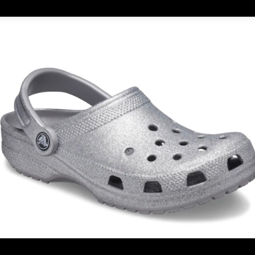 Silver Glitter Crocs